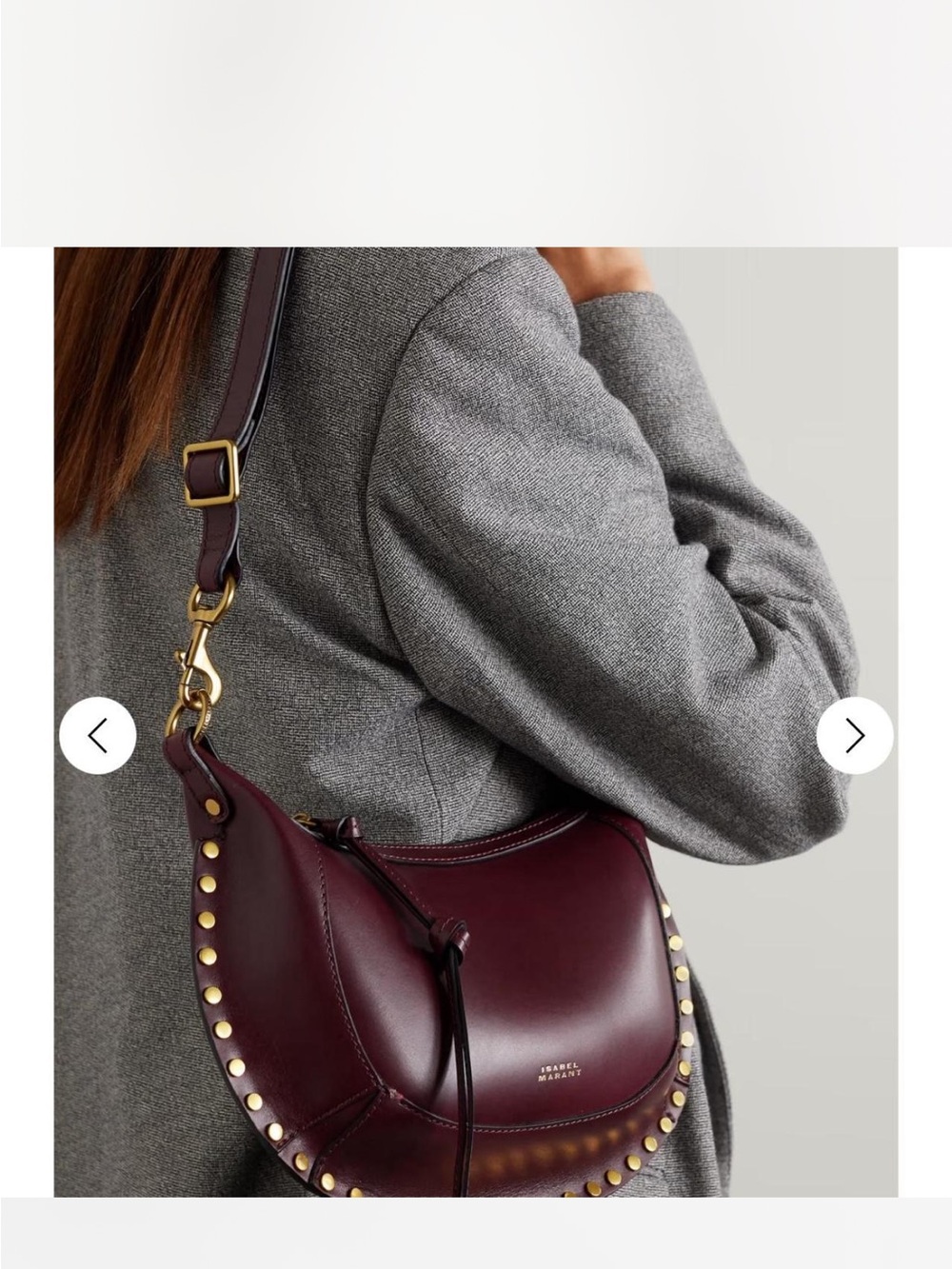 ISABEL MARANT
Oskan Moon studded leather shoulder bag
Burgundy color - Picture 2 of 6